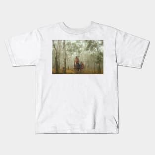 Australian Stockman in Foggy Eucalyptus Forest Kids T-Shirt